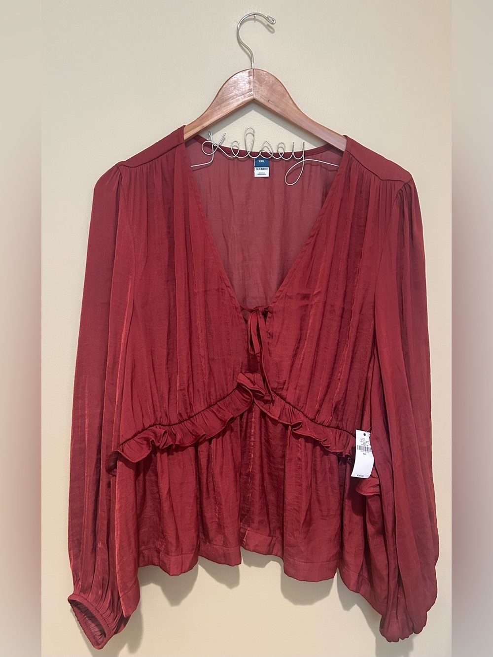 Old Navy NWT Women's Burgundy Peasant Blouse Fairy Cottagecore Size XXL